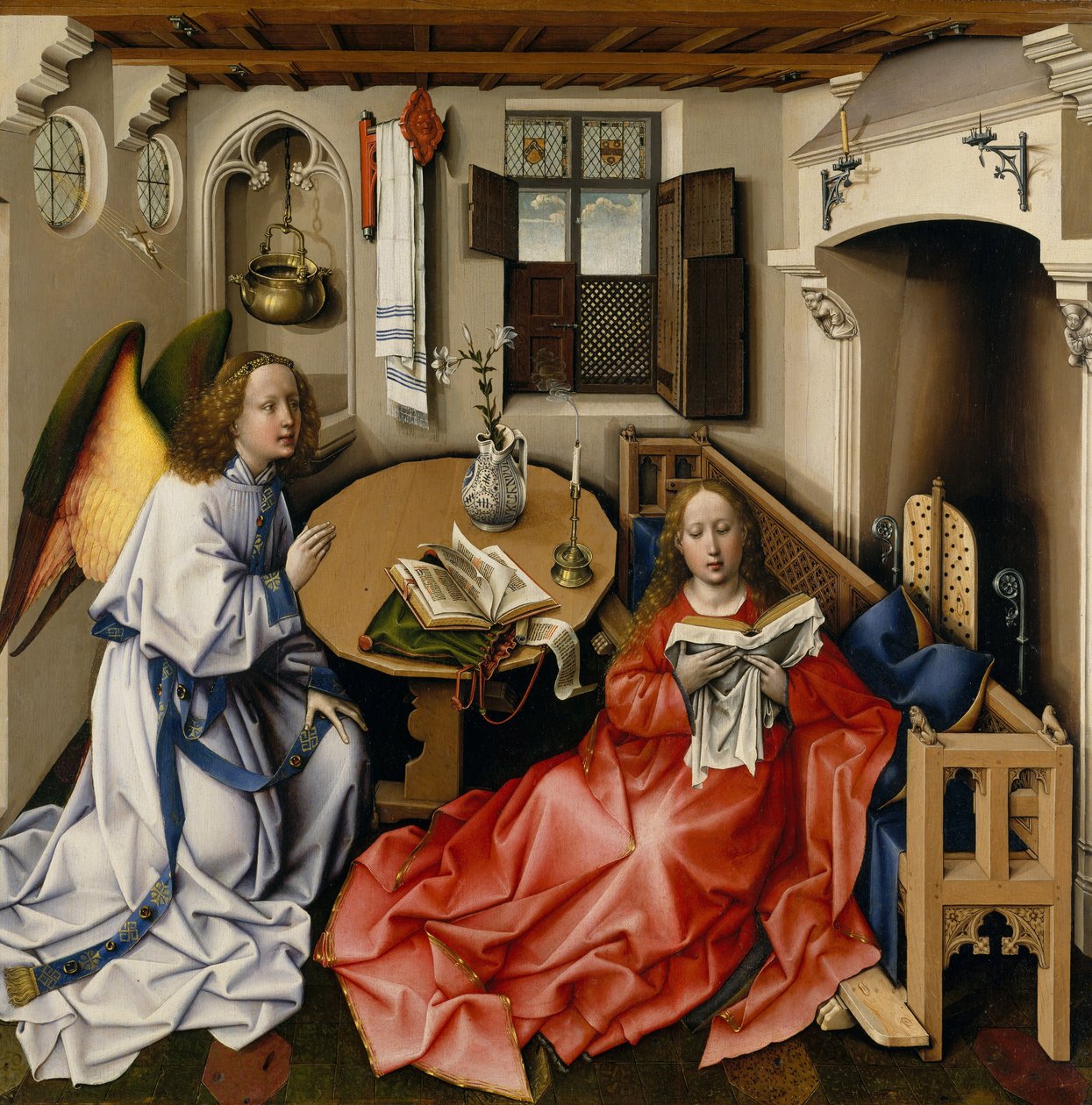 报喜三联画（Merode Altarpiece），c.1427-32（橡木油） 作者 弗莱玛勒大师