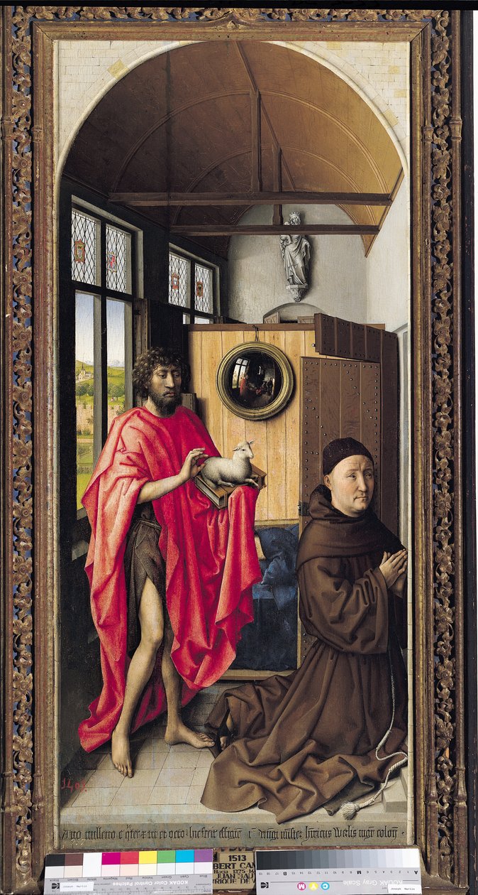 来自Werl Altarpiece的施洗约翰和捐赠者Heinrich Von Werl，1438（另见161980） 作者 弗莱玛勒大师