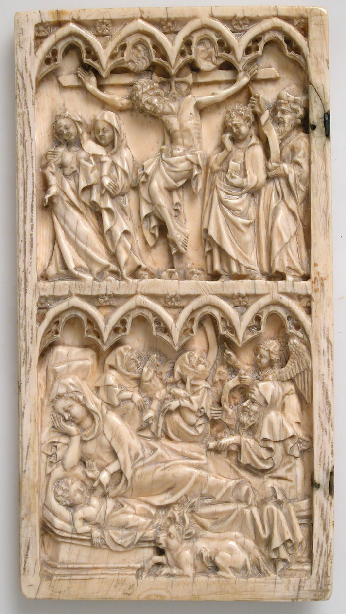 耶稣受难和耶稣诞生的双联画的叶子，德国，约1375-1400年。 作者 克雷姆斯明斯特硕士