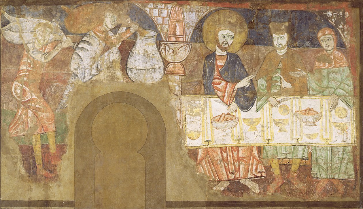 《迦拿的婚礼》，c.1150（壁画装在画布上） 作者 San Baudelio de Berlanga 大师