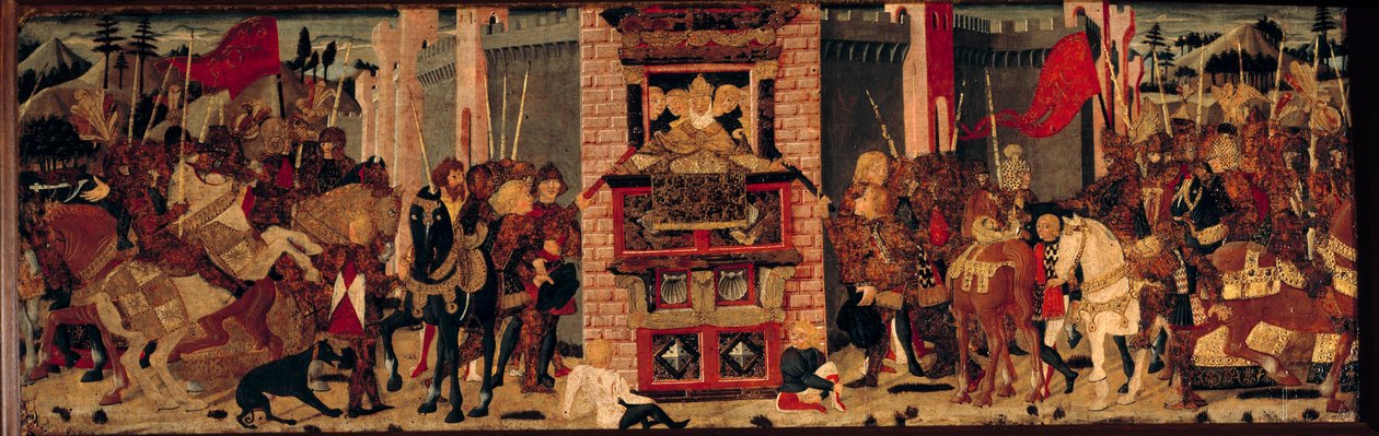 楼上，迪东接见前往特洛伊的伊尼使者。De Tournon De Sainte Croix 大师的木刻画 作者 Tournon de Sainte Croix大师