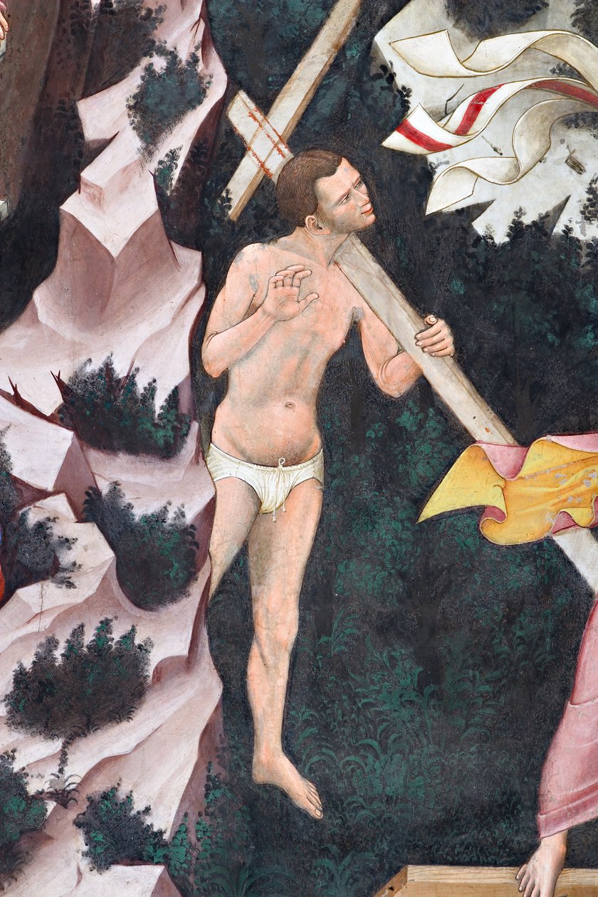 "复活 "和 "堕入地狱"，"堕入地狱 "细节：善良的盗贼，约 1420 年（壁画） 作者 维尼奥拉大师