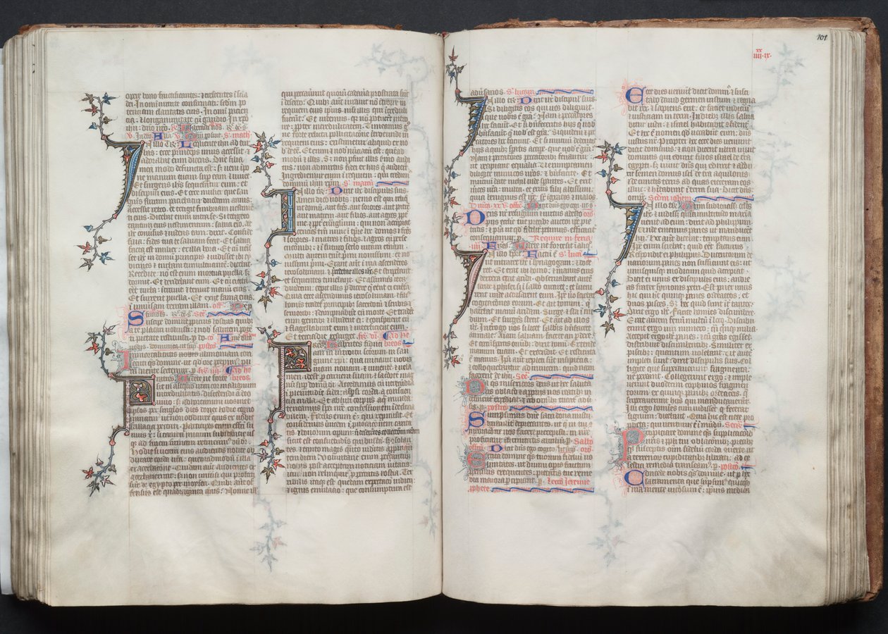 哥达弥撒曲》（The Gotha Missal）：Fol.101r, Text, c. 1375. 作者 Boqueteaux大师