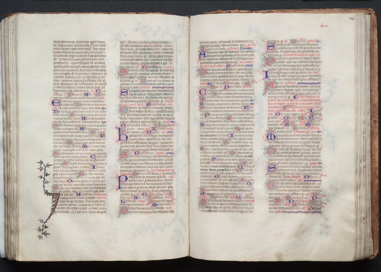 哥达弥撒曲》（The Gotha Missal）。Fol.104r, Text, c. 1375. 作者 Boqueteaux大师