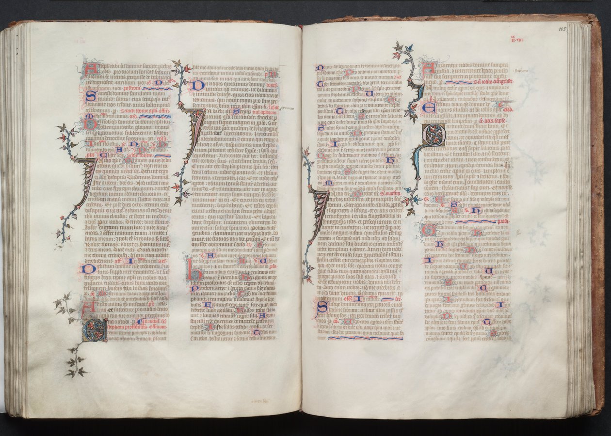 哥达弥撒曲》（The Gotha Missal）。Fol.105r, Text, c. 1375. 作者 Boqueteaux大师