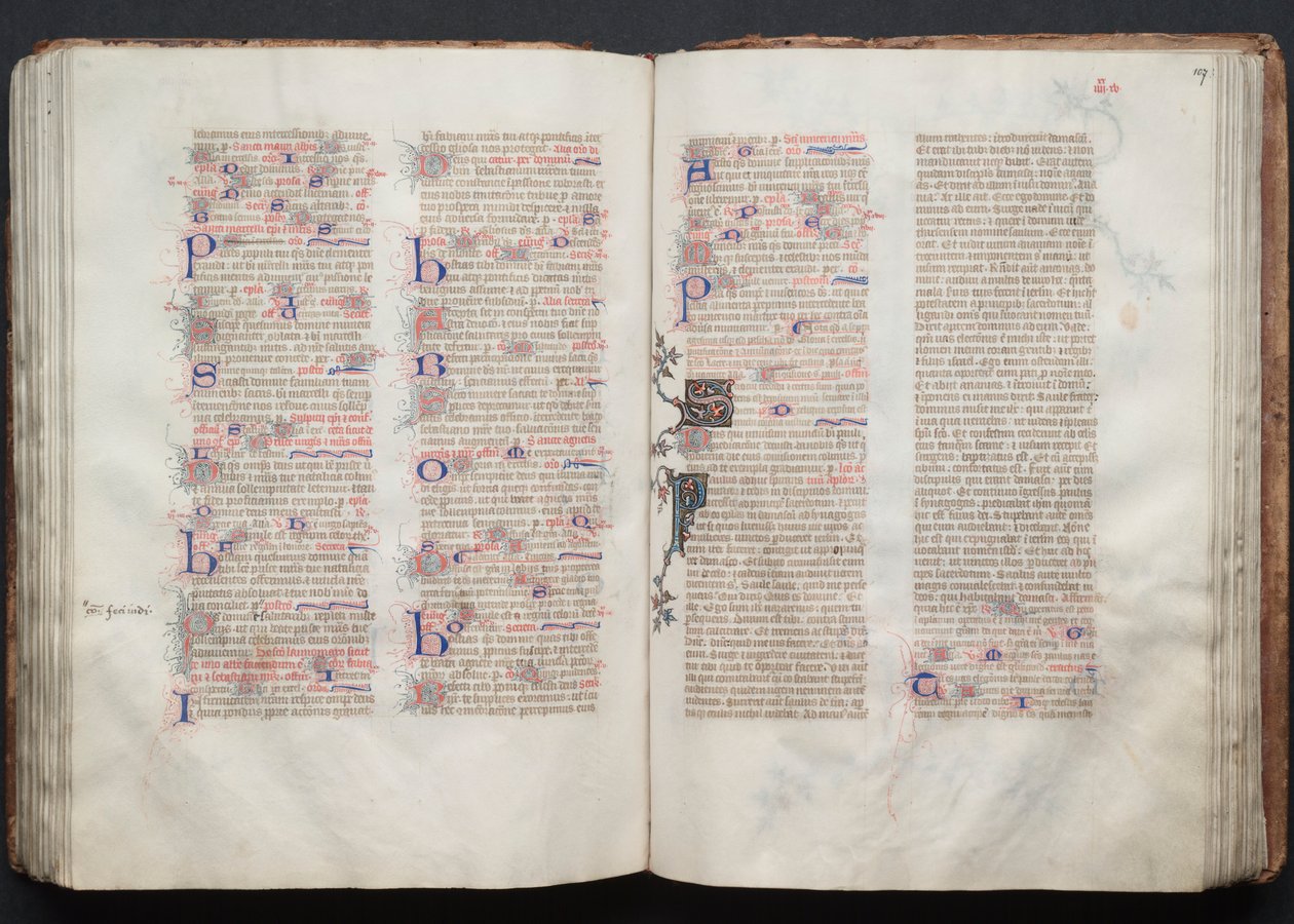 哥达弥撒曲》（The Gotha Missal）：Fol.106v，文本，约1375。 作者 Boqueteaux大师