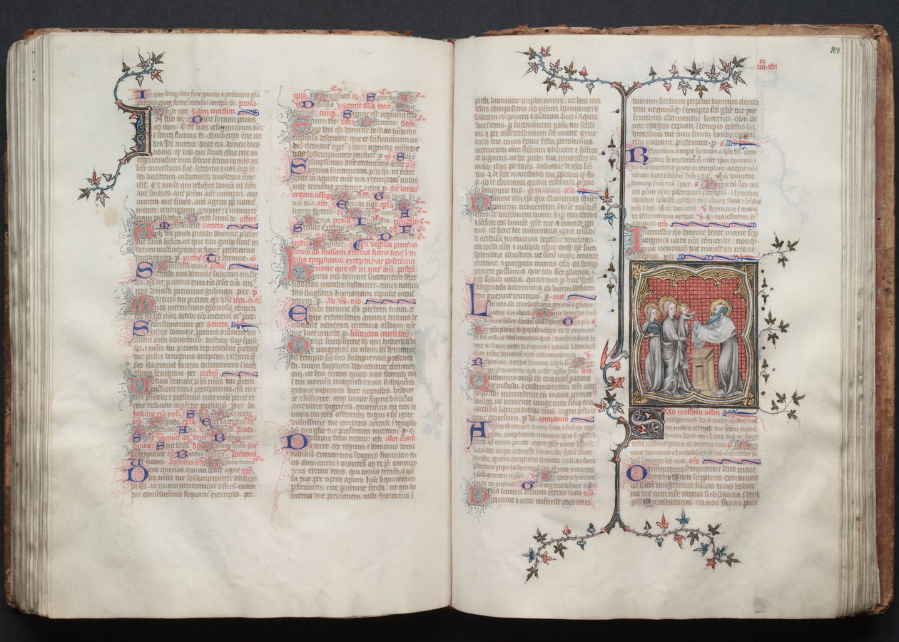哥达弥撒曲》（The Gotha Missal）：Fol.108r, The Presentation in the Temple, c. 1375. 作者 Boqueteaux大师