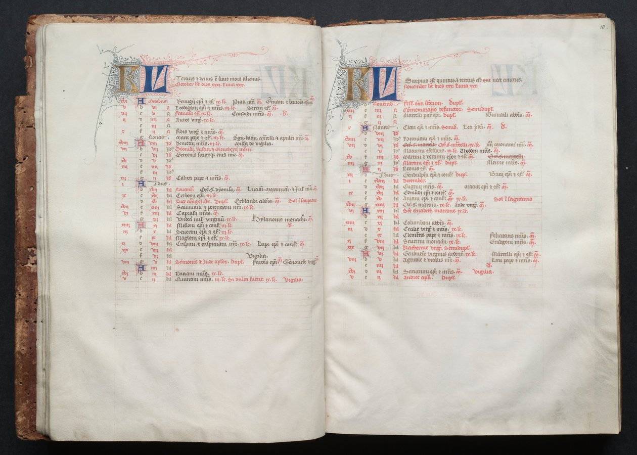 哥达弥撒曲》（The Gotha Missal）。Fol.10r, Text , c. 1375. 作者 Boqueteaux大师