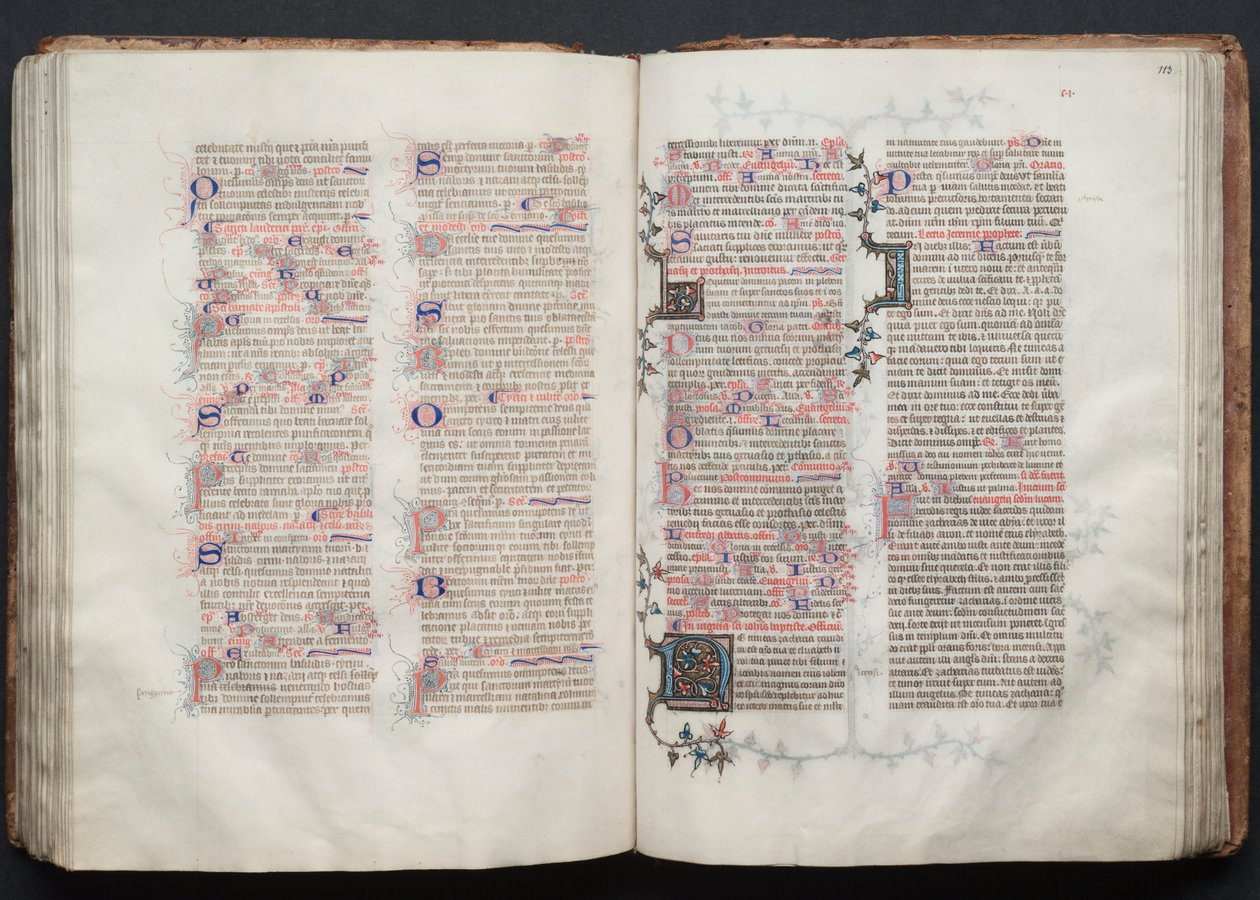 哥达弥撒曲》（The Gotha Missal）：Fol.112v，文本，约1375年。 作者 Boqueteaux大师