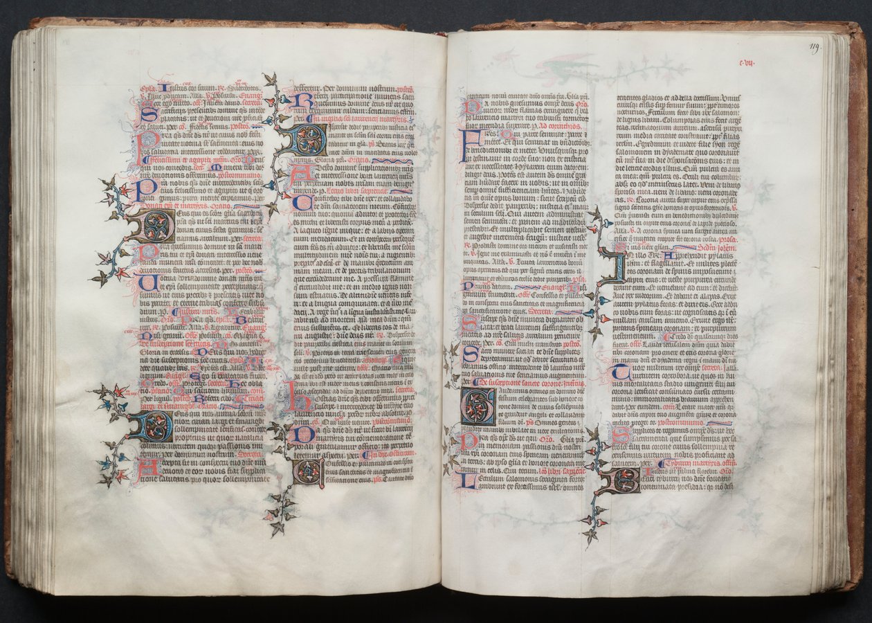 哥达弥撒曲》（The Gotha Missal）：Fol.118v，文本，约1375。 作者 Boqueteaux大师