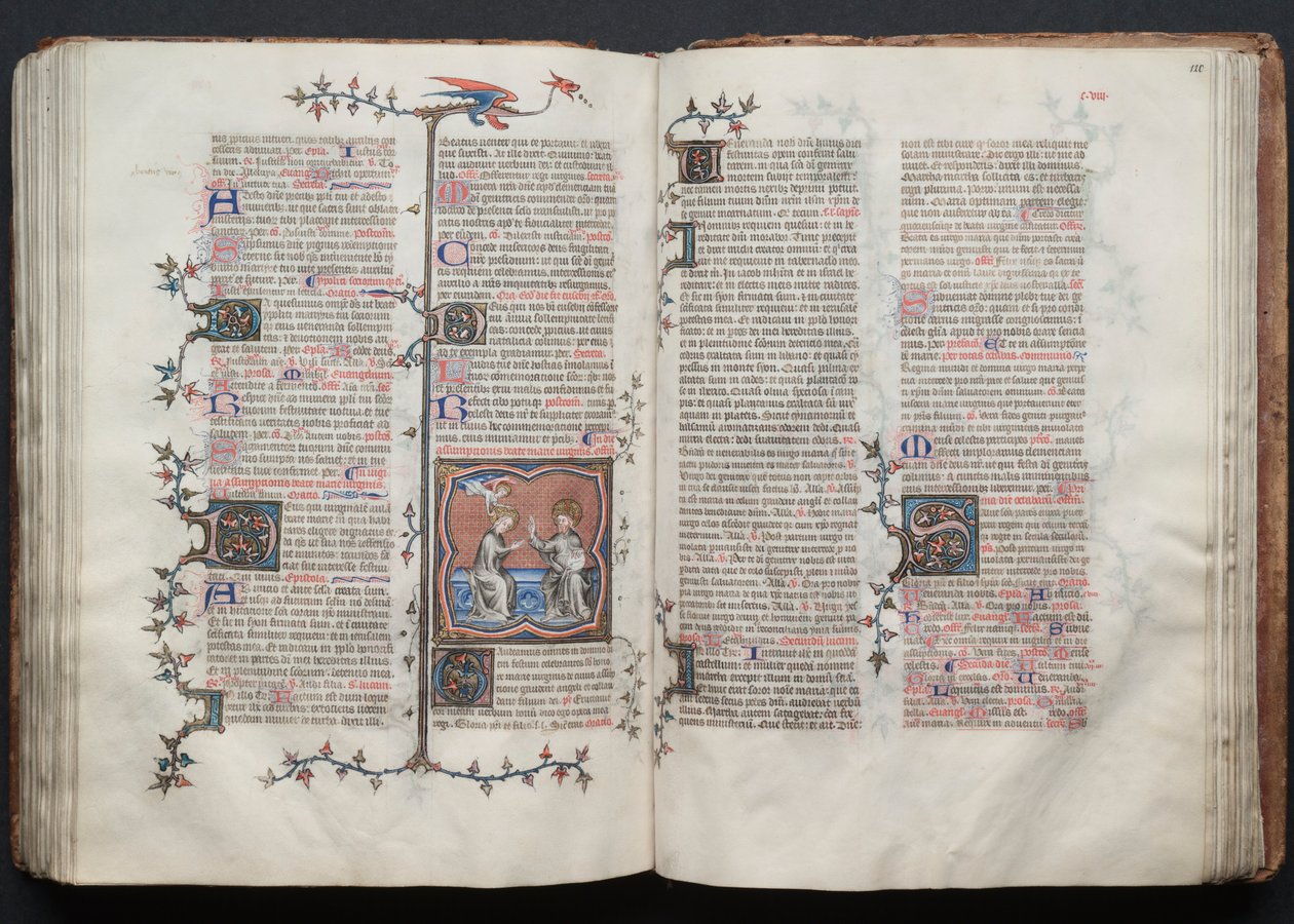 哥达弥撒曲》（The Gotha Missal）。Fol.119v，《圣母加冕礼》，约1375年。 作者 Boqueteaux大师