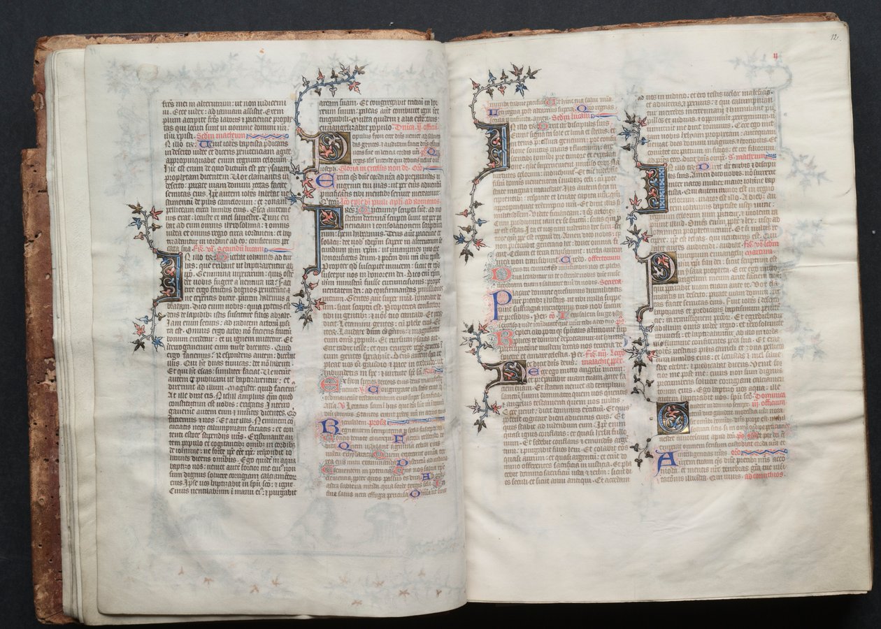 哥达弥撒曲》（The Gotha Missal）。Fol.11v，文本，约1375年。 作者 Boqueteaux大师