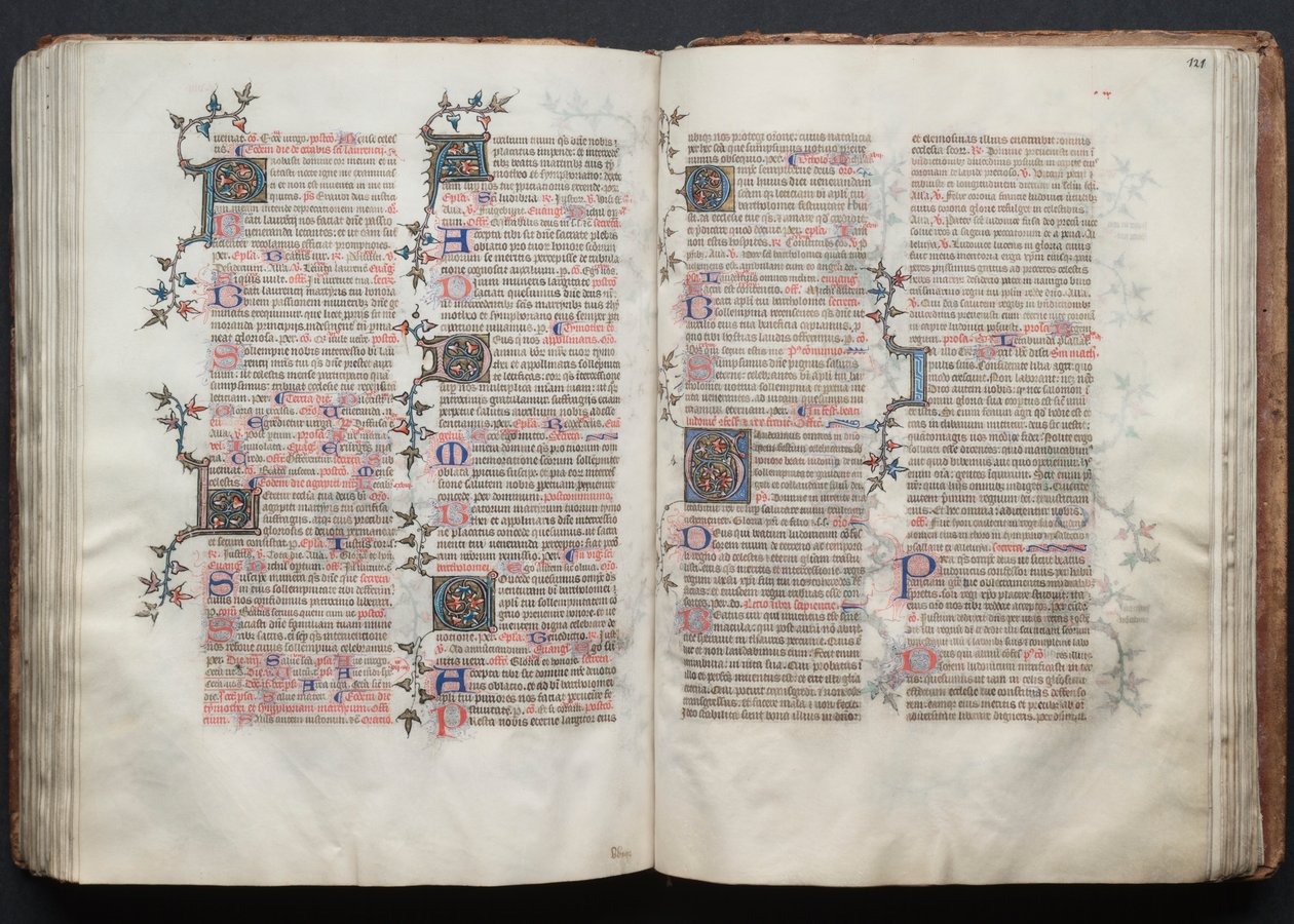 哥达弥撒曲》（The Gotha Missal）。Fol.121r, Text, c. 1375. 作者 Boqueteaux大师