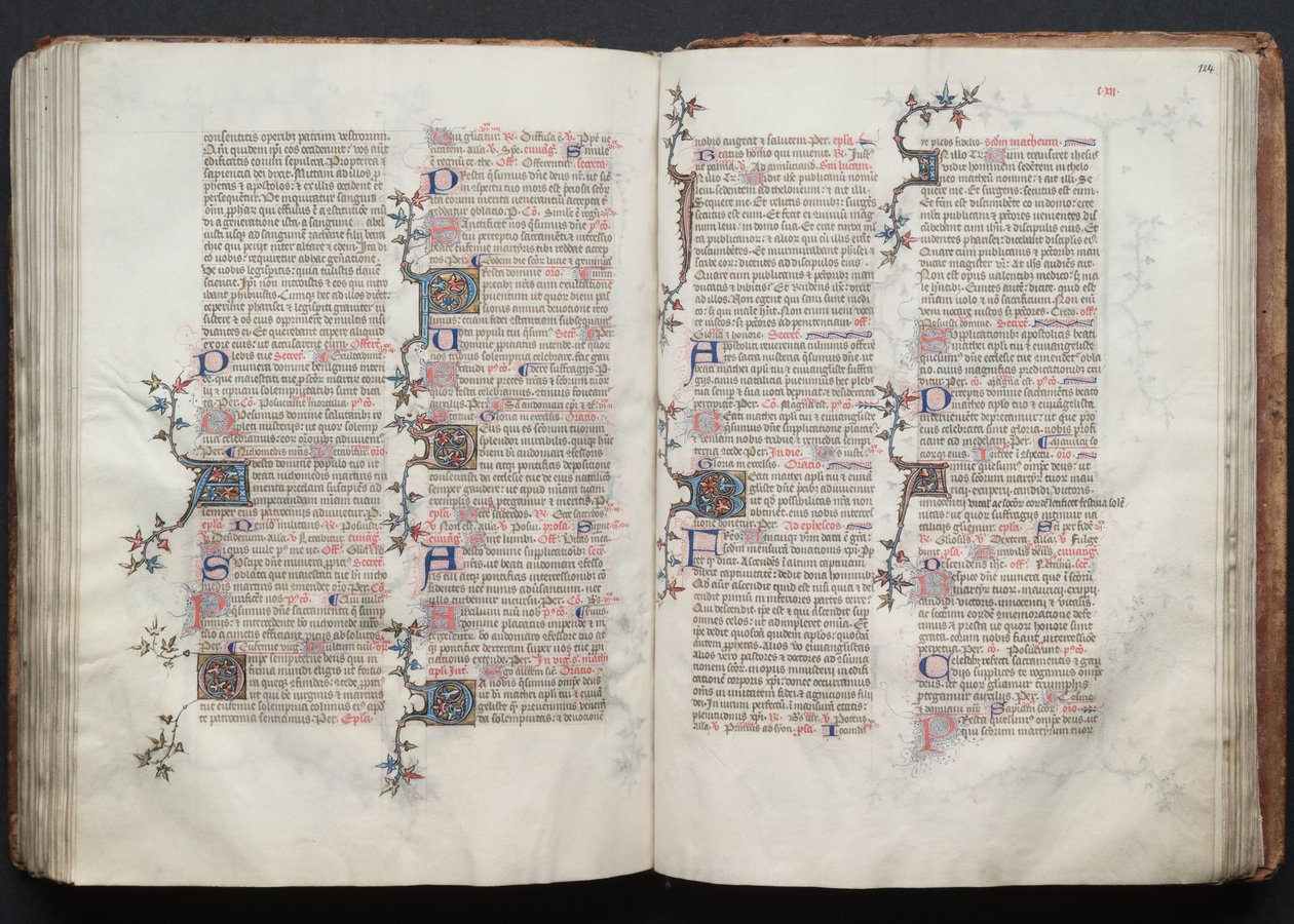 哥达弥撒曲》（The Gotha Missal）。Fol.124r, Text, c. 1375. 作者 Boqueteaux大师