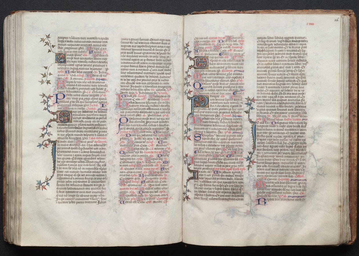 哥达弥撒曲》（The Gotha Missal）。Fol.125v，文本，约1375年。 作者 Boqueteaux大师