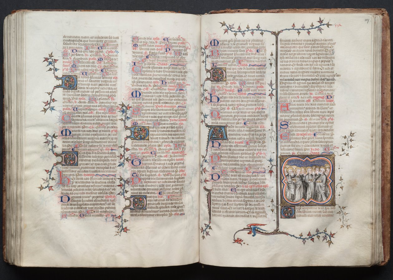 哥达弥撒曲》（The Gotha Missal）。Fol.126v，文本，约1375年。 作者 Boqueteaux大师