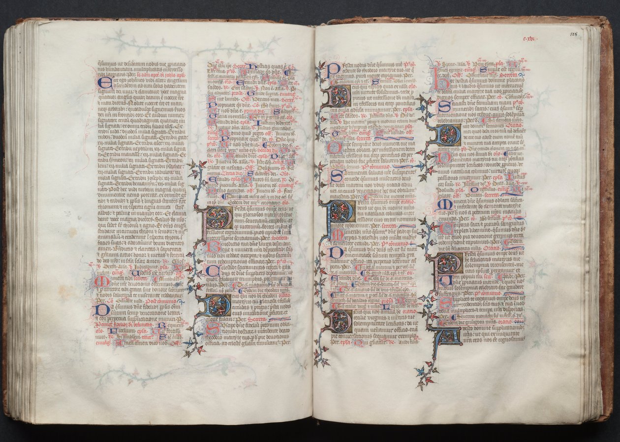 哥达弥撒曲》（The Gotha Missal）：Fol.127v，文本，约1375年。 作者 Boqueteaux大师