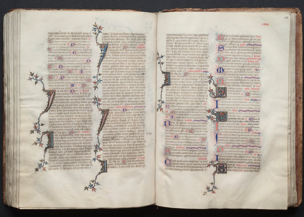 哥达弥撒曲》（The Gotha Missal）。Fol.129v，文本，约1375年。 作者 Boqueteaux大师