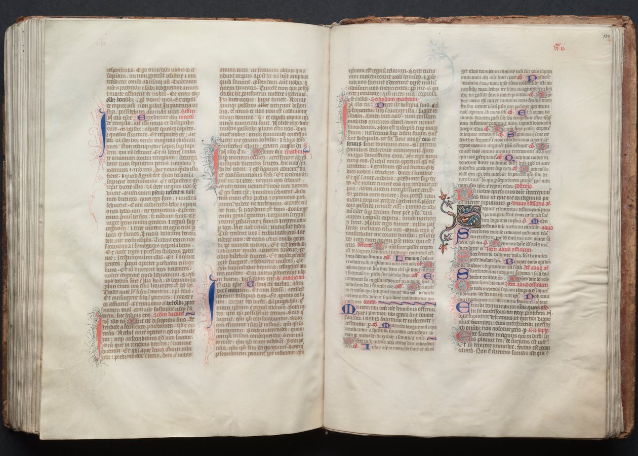 哥达弥撒曲》（The Gotha Missal）。Fol.133v，文本，约1375年。 作者 Boqueteaux大师