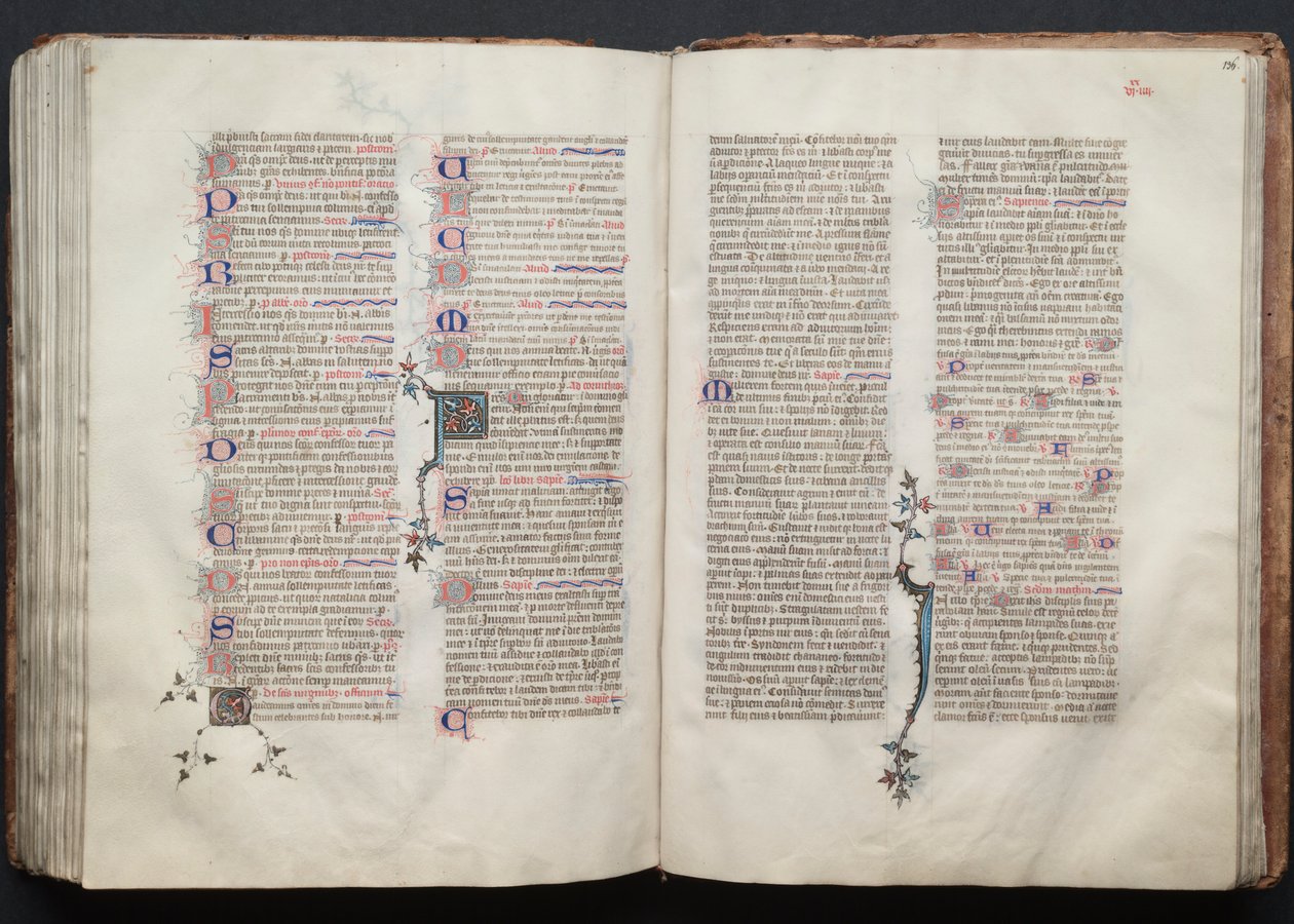 哥达弥撒曲》（The Gotha Missal）。Fol.136r, Text, c. 1375. 作者 Boqueteaux大师