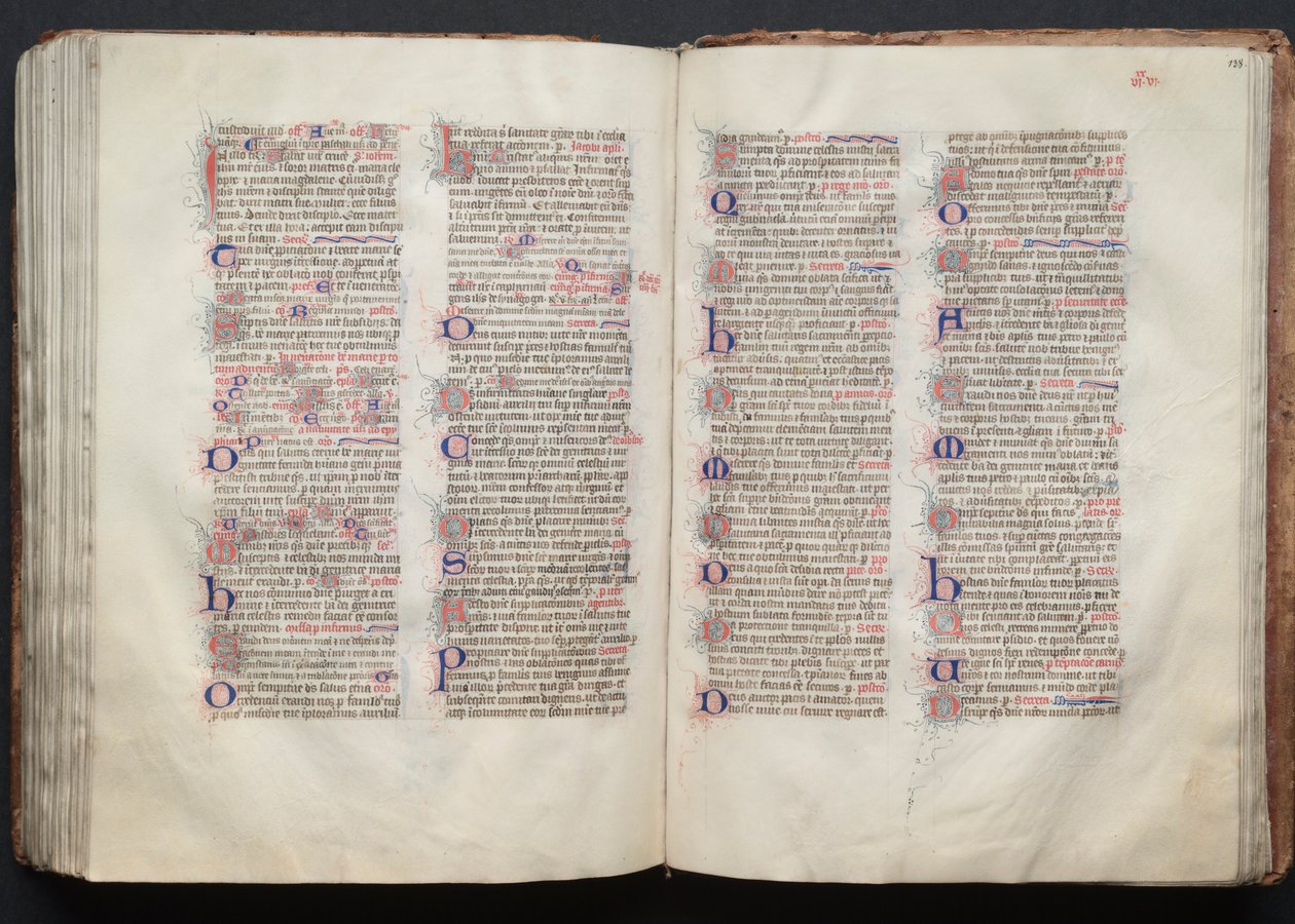 哥达弥撒曲》（The Gotha Missal）。Fol.137v，文本，约1375年。 作者 Boqueteaux大师
