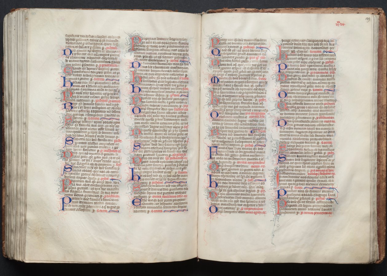 哥达弥撒曲》（The Gotha Missal）。Fol.138v，文本，约1375年。 作者 Boqueteaux大师