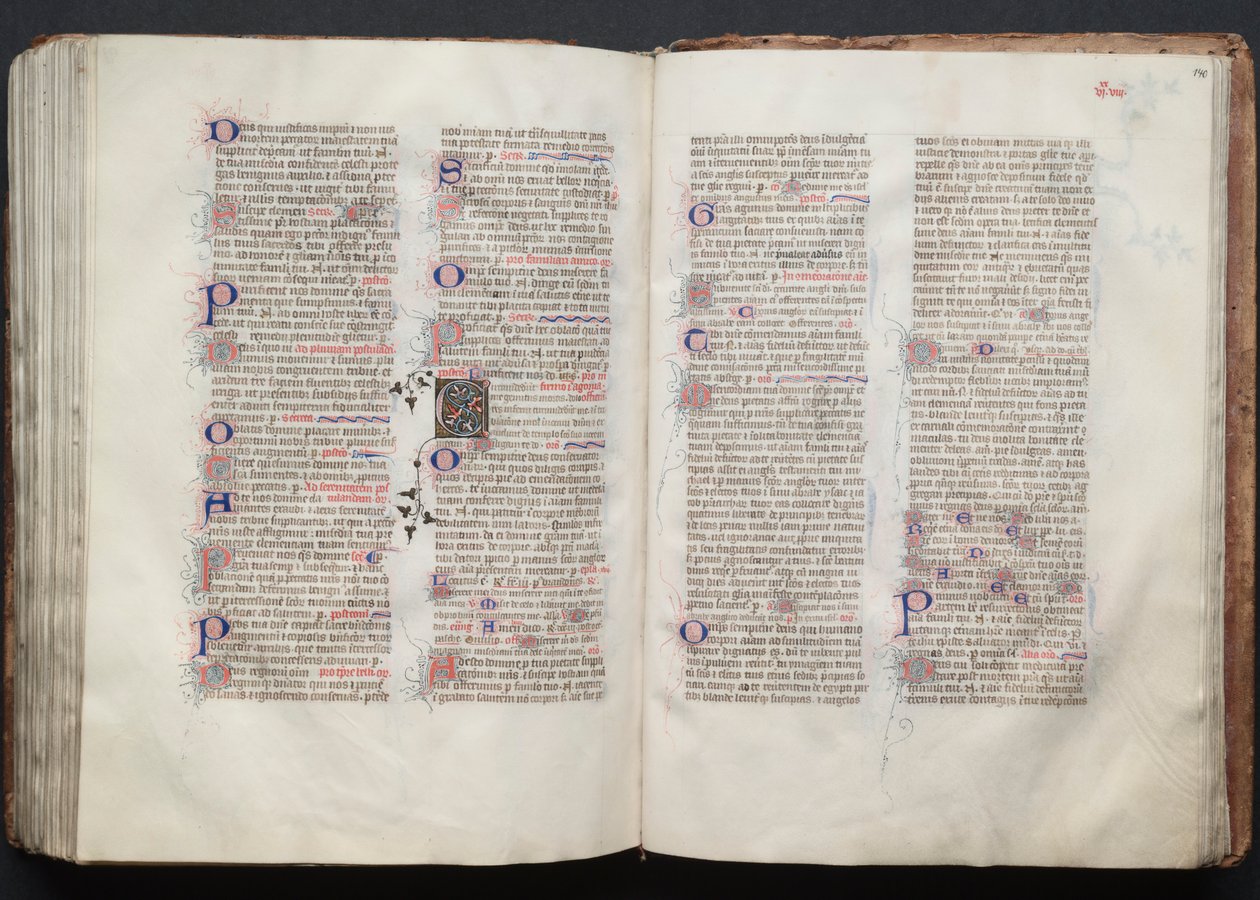 哥达弥撒曲》（The Gotha Missal）。Fol.139v，文本，约1375年。 作者 Boqueteaux大师