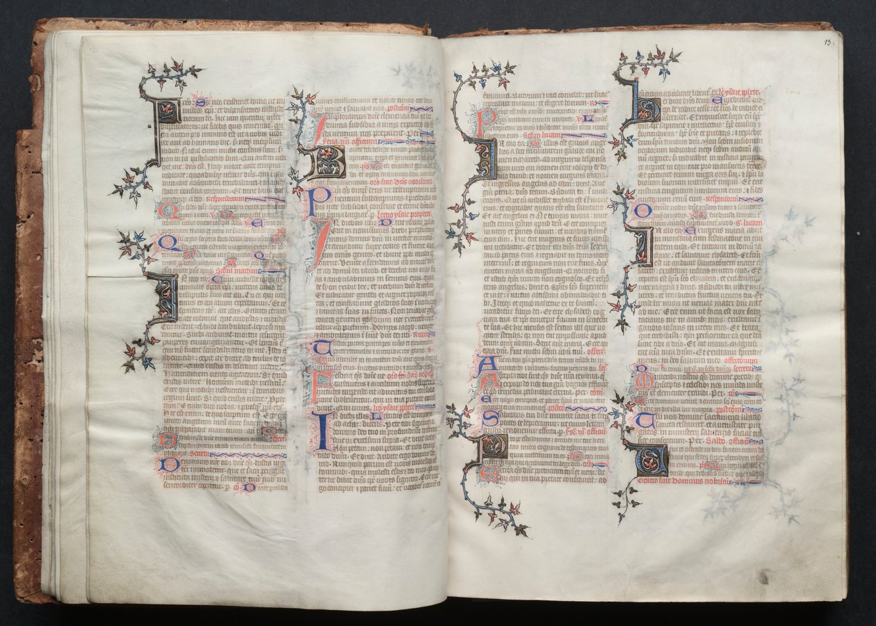 哥达弥撒曲》（The Gotha Missal）。Fol.13r, Text , c. 1375. 作者 Boqueteaux大师