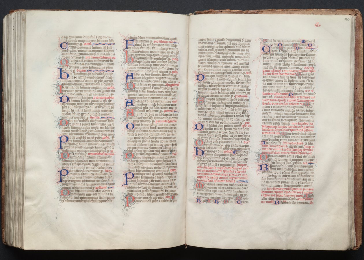 哥达弥撒曲》（The Gotha Missal）。Fol.141v，文本，约1375年。 作者 Boqueteaux大师