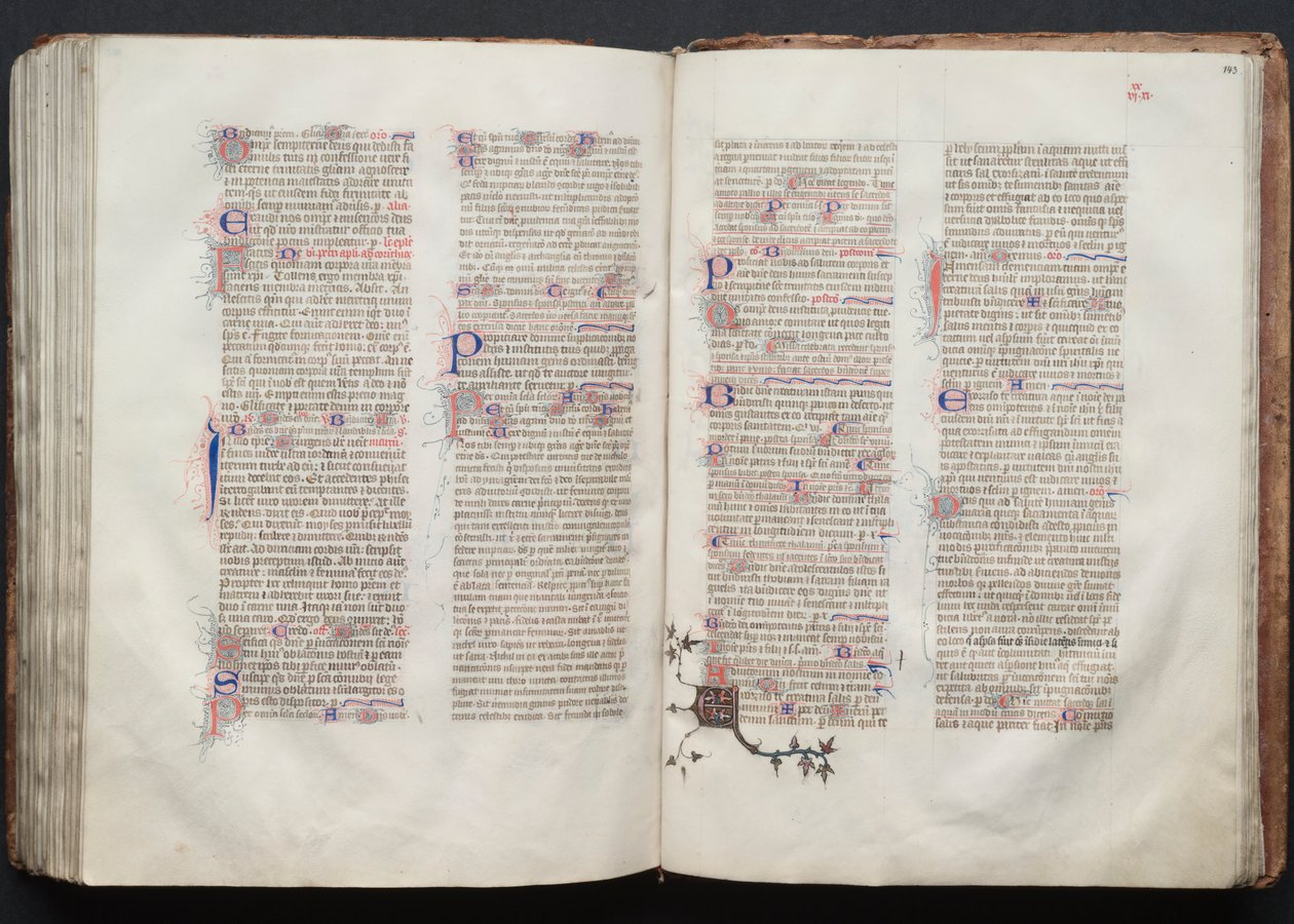 哥达弥撒曲》（The Gotha Missal）。Fol.142v，文本，约1375年。 作者 Boqueteaux大师