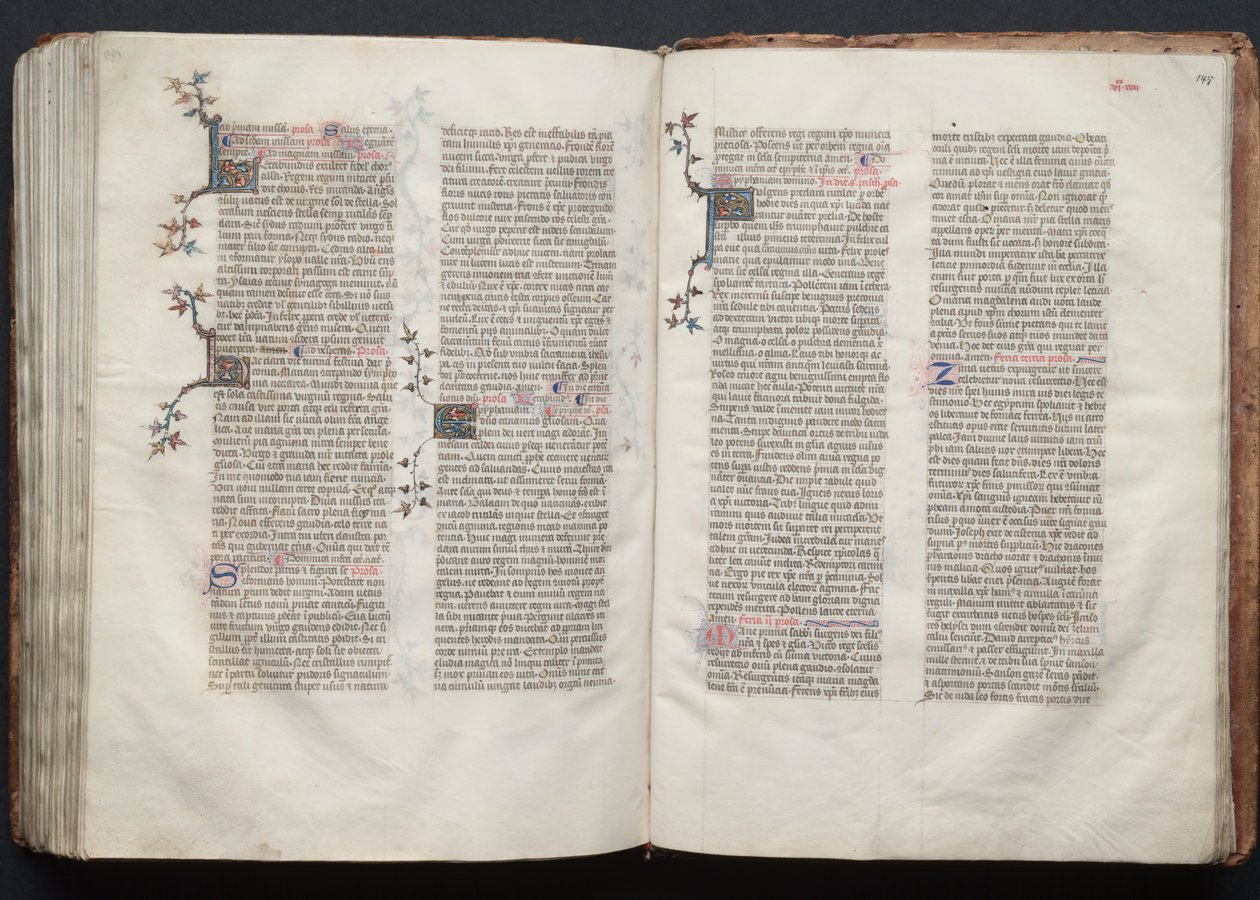哥达弥撒曲》（The Gotha Missal）。Fol.145r, Text, c. 1375. 作者 Boqueteaux大师