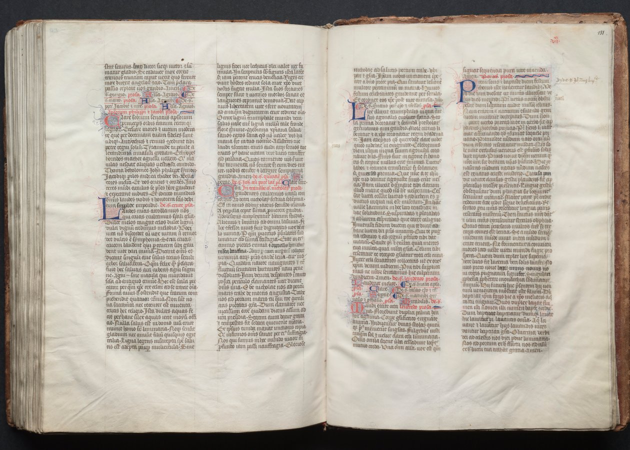 哥达弥撒曲》（The Gotha Missal）。Fol.150v，文本，约1375年。 作者 Boqueteaux大师