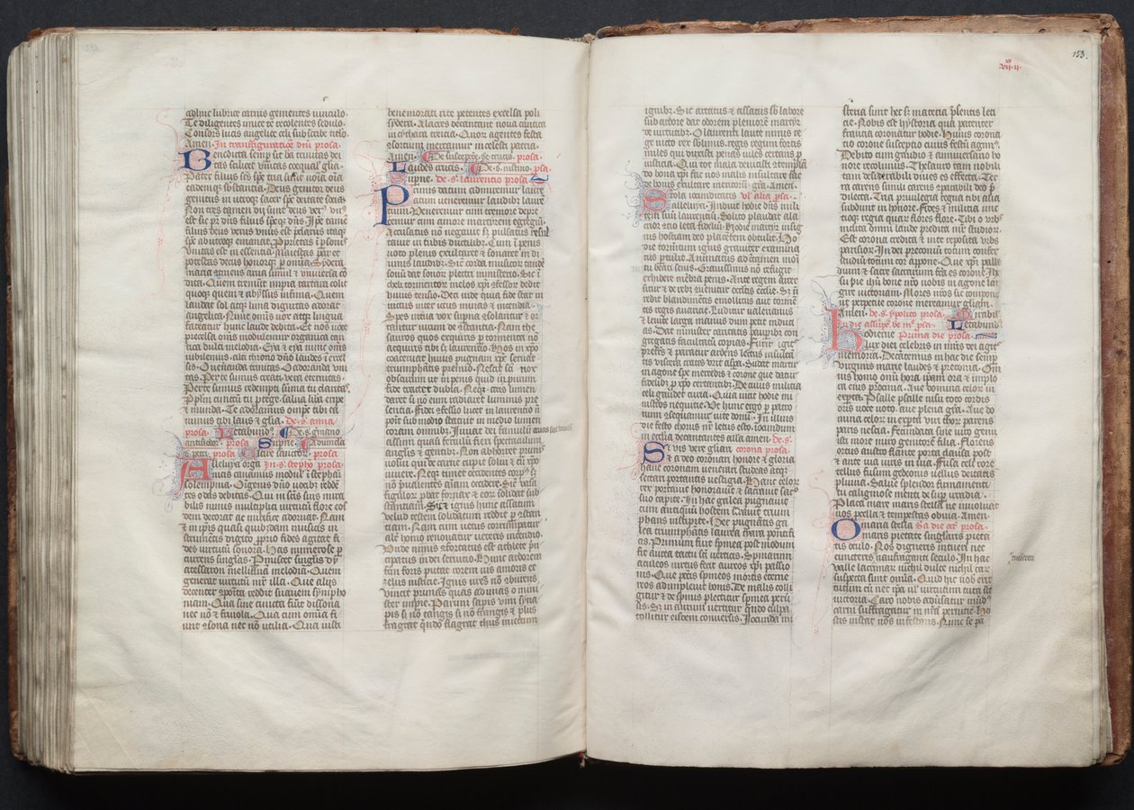哥达弥撒曲》（The Gotha Missal）。Fol.153r，文本，约1375年。 作者 Boqueteaux大师