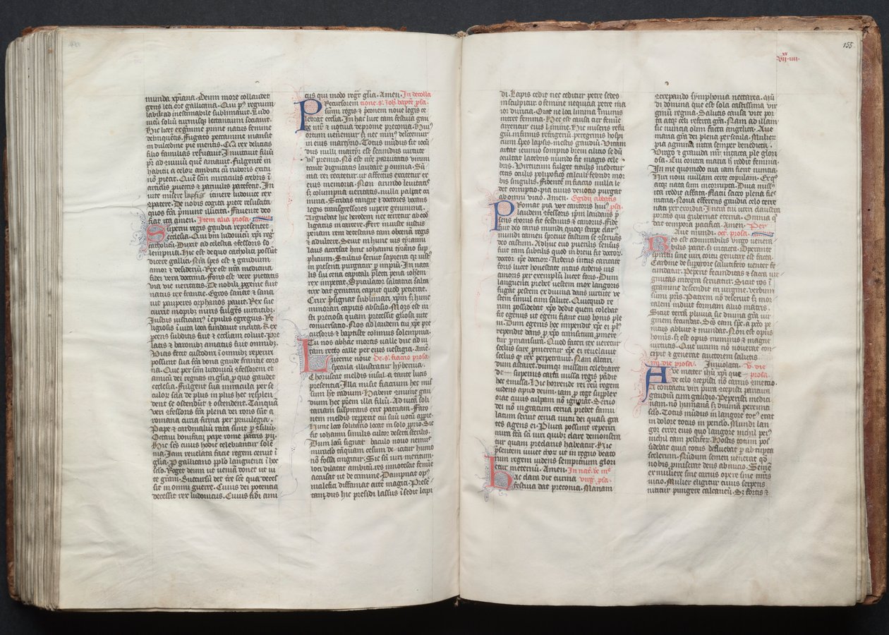 哥达弥撒曲》（The Gotha Missal）。Fol.155r, Text, c. 1375. 作者 Boqueteaux大师