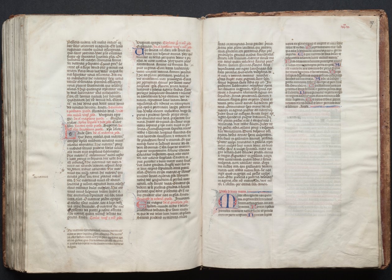 哥达弥撒曲》（The Gotha Missal）：Fol.157r, Text, c. 1375. 作者 Boqueteaux大师