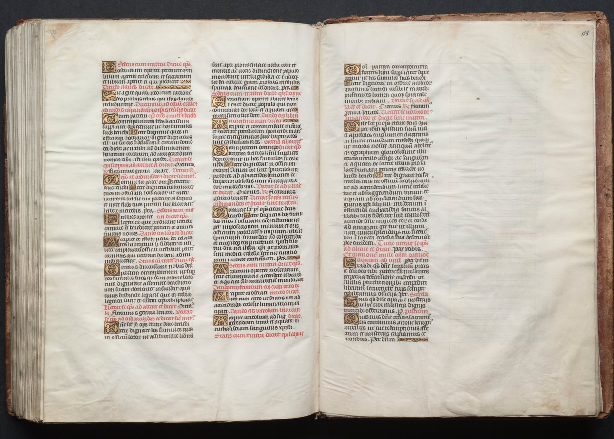 哥达弥撒曲》（The Gotha Missal）。Fol.158r, Text, c. 1375. 作者 Boqueteaux大师
