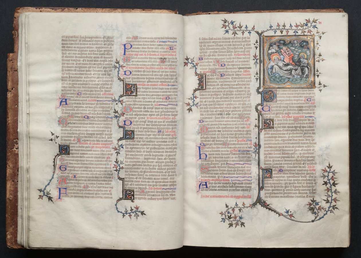 哥达弥撒曲》（The Gotha Missal）。Fol.15v, Text , c. 1375. 作者 Boqueteaux大师