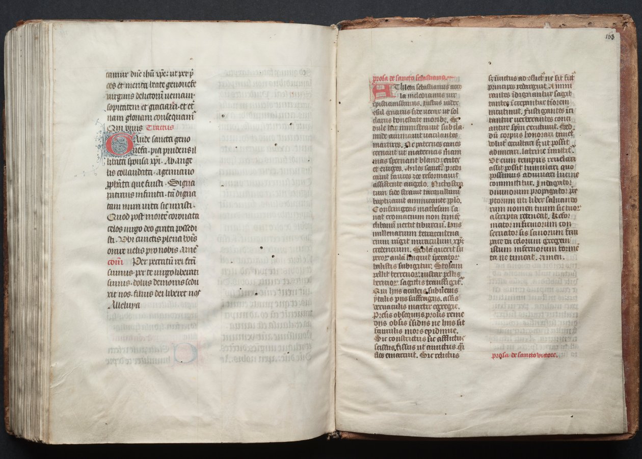 哥达弥撒曲》（The Gotha Missal）。Fol.163r, Text, c. 1375. 作者 Boqueteaux大师