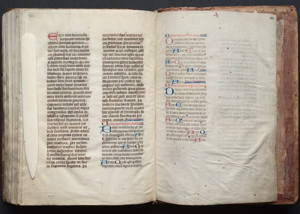 哥达弥撒曲》（The Gotha Missal）。Fol.163v，文本，约1375年。 作者 Boqueteaux大师