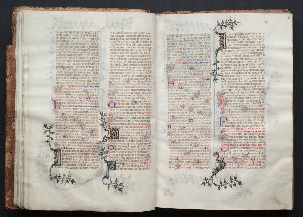 哥达弥撒曲》（The Gotha Missal）。Fol.17r, Text, c. 1375. 作者 Boqueteaux大师