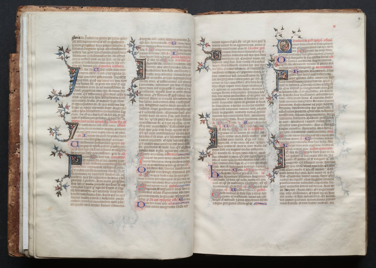 哥达弥撒曲》（The Gotha Missal）。Fol.18v，文本，约1375年。 作者 Boqueteaux大师