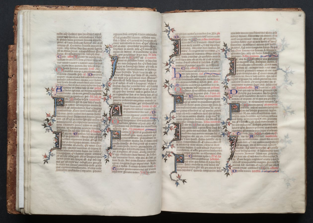 哥达弥撒曲》（The Gotha Missal）。Fol.19v，文本，约1375年。 作者 Boqueteaux大师