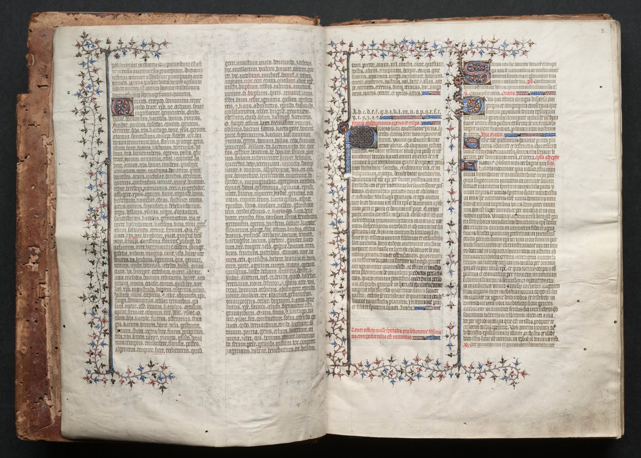 哥达弥撒曲》（The Gotha Missal）。Fol.1v, Text , c. 1375. 作者 Boqueteaux大师