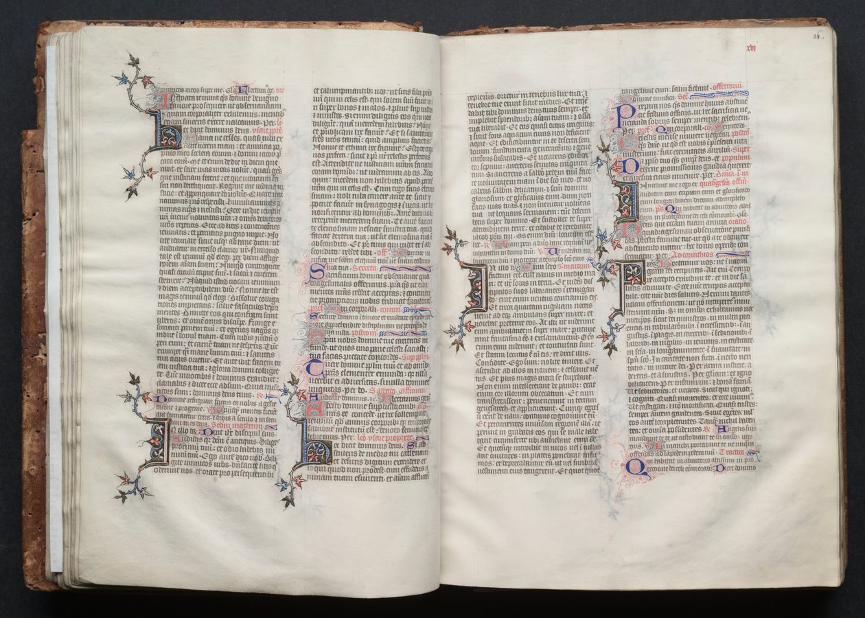 哥达弥撒曲》（The Gotha Missal）。Fol.25v，文本，约1375年。 作者 Boqueteaux大师
