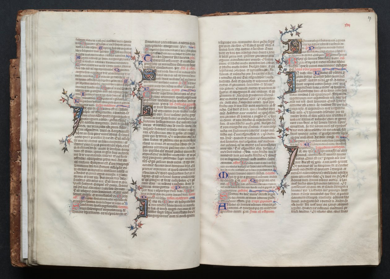 哥达弥撒曲》（The Gotha Missal）。Fol.26v，文本，约1375年。 作者 Boqueteaux大师