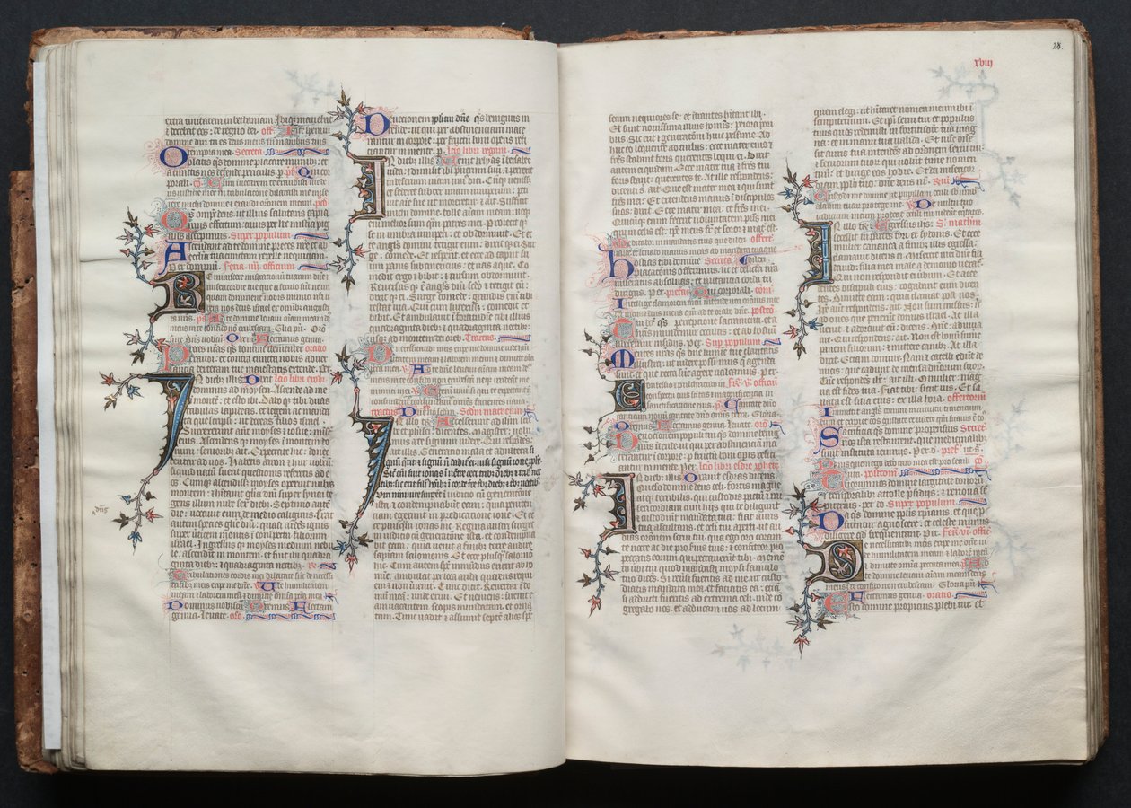 哥达弥撒曲》（The Gotha Missal）。Fol.28r, Text, c. 1375. 作者 Boqueteaux大师
