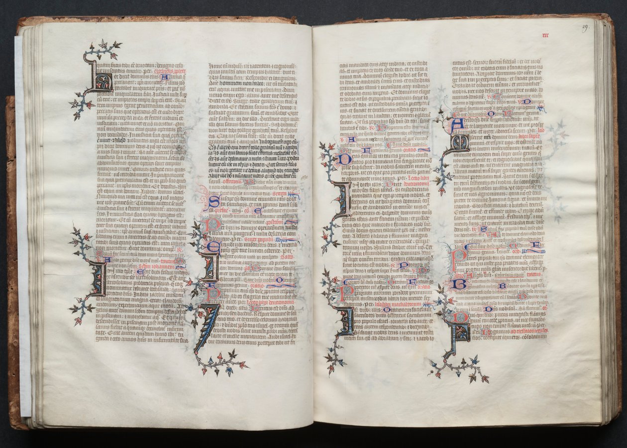 哥达弥撒曲》（The Gotha Missal）。Fol.28v，文本，约1375年。 作者 Boqueteaux大师
