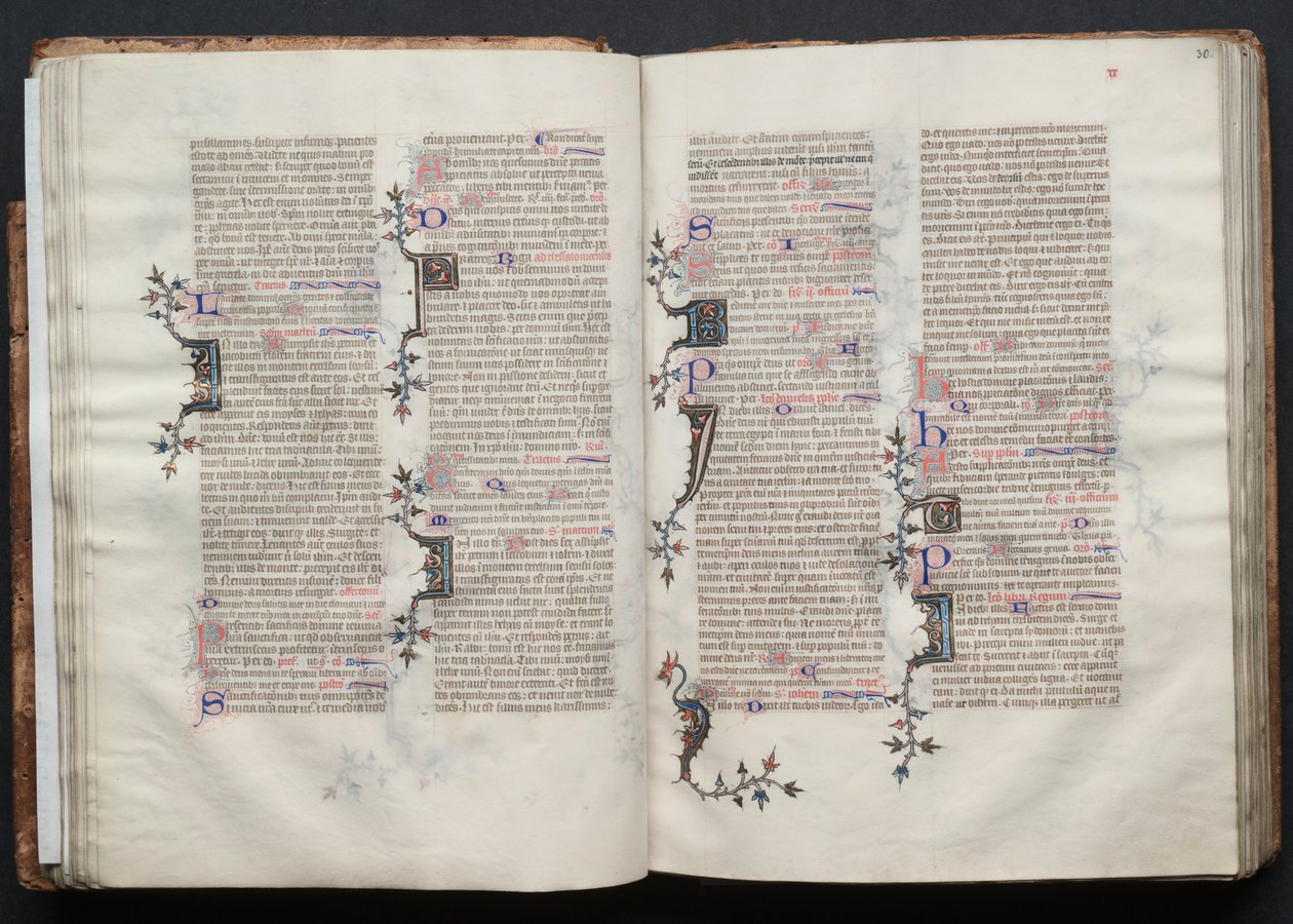 哥达弥撒曲》（The Gotha Missal）。Fol.29v，文本，约1375。 作者 Boqueteaux大师