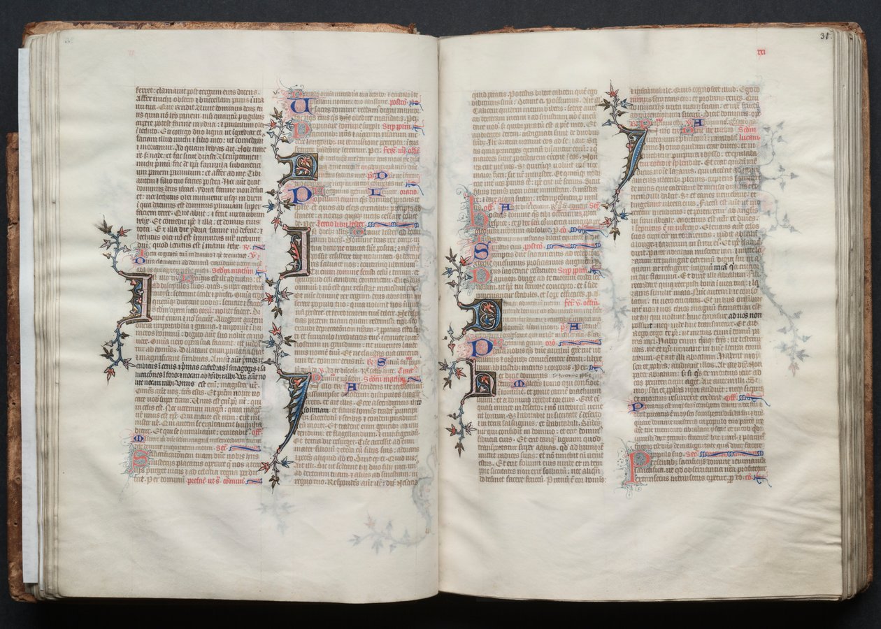 哥达弥撒曲》（The Gotha Missal）。Fol.30v，文本，约1375年。 作者 Boqueteaux大师