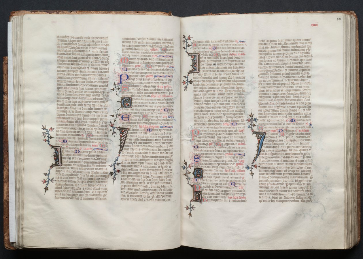 哥达弥撒曲》（The Gotha Missal）。Fol.34r, Text, c. 1375. 作者 Boqueteaux大师